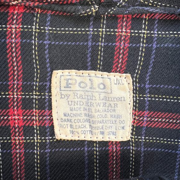 Polo Ralph Lauren Plaid Cotton Robe Vintage Black Loungewear L/XL - Picture 3 of 6